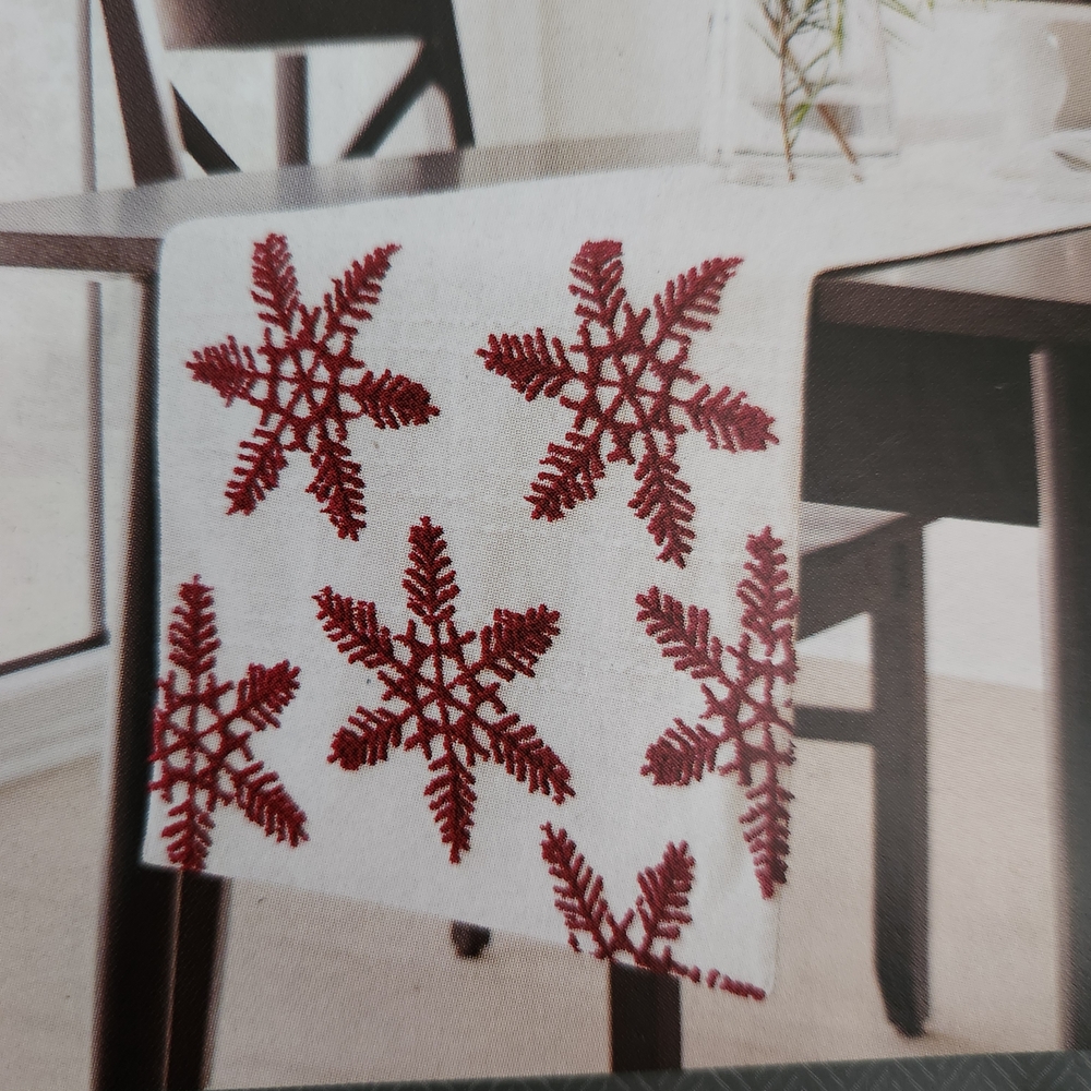 Threshold Red Snowflake Embroidered Table Runner